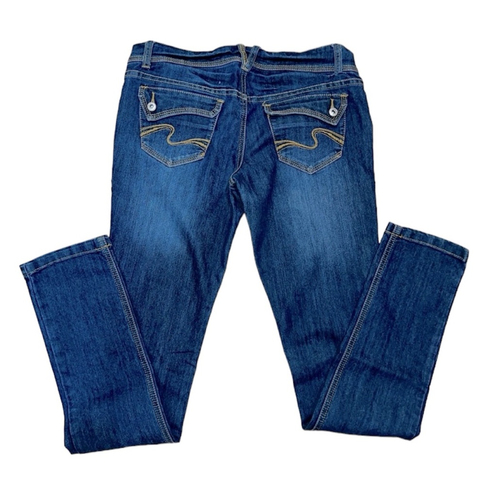 Blue Asphalt Bootcut Denim Jeans, Button Flap Back Pockets, Size 9 Long